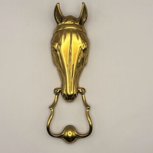 Vintage 1949 Heavy Solid Brass Horse Head Door Knocker,  Virginia Metal crafters